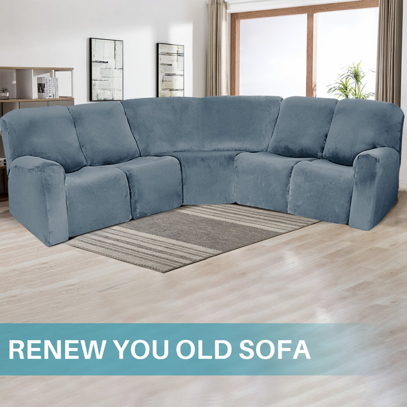 Latitude Run® Velvet Stretch 7Piece Sectional Sofa CoversReclining